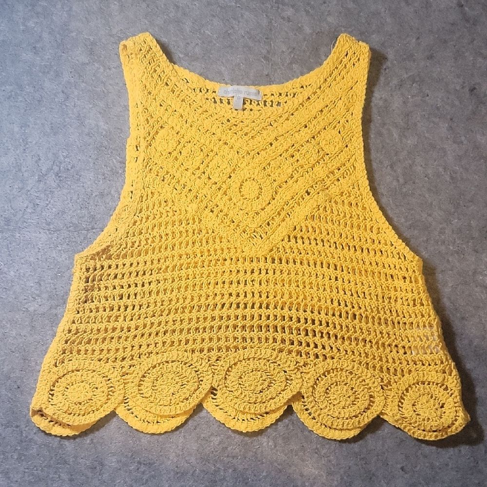 Charlotte Russe | Yellow Crochet Bohemian Festival Crop Tank Top Y2K Beach M